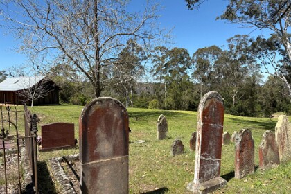18th September, 2025   These gravestones appear to be the oldest in the cemetery.  The church was built in 1808-09 but not finally fitted out until 1817.