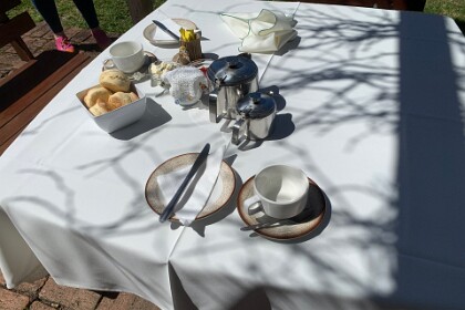 == 18th September, 2025  What's noticeable here is the white tablecloth.  Unusual but nice.
