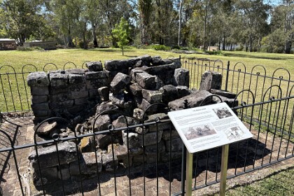 18th September, 2025   However it also appears that originally the oven may have been of a different structure and had other uses. Image 2    (Next page)  suggests that it was originally the chimney of a timber slab building.  This building is one of several hardwood slab buildings on the church grounds that may have had two uses: 1. In the first place it may have been the Home of church pioneers Owen and Margaret Cavanough who settled on their land Grant in 1803.  2. In times of inclement weather the early settlers may have worshipped in this building.
