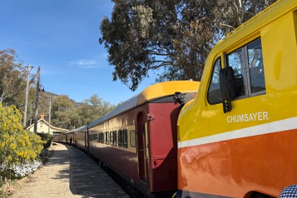 The Kandos Explorer in Kandos 27/09/25   The train has been restored (a bit amateurishly) with original carriages and an obsolete diesel. Maybe it would have been a better experience for fare-paying passengers had it been drawn by a steam engine.