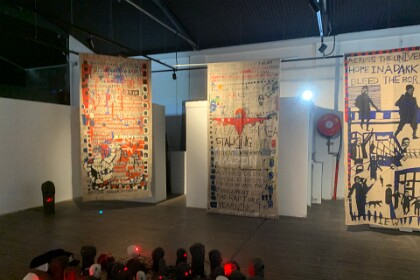 Wayout Artspace in Kandos 27/09/25  I did not like this at all; it was way too angry. Art is not supposed to be angry in my mind. So, our aboriginal peoples have a point, but why express it here?  I think they were treated abominably by the English when they invaded, but I don't want it rammed down my throat like this.