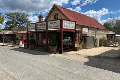 Exploring Wollombi, 12th September 2025 The General Store has been part of village life since the 1850s. Jenni took Caroline to Wollombi on one of her trips to Australia. It's the sort of place that women find fascinating; knick knacks and brikabrak, and etc.