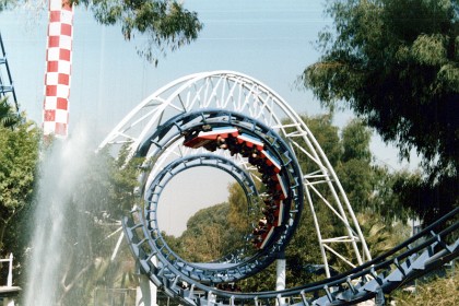 Corkscrew ride at Knott's Berry Farm