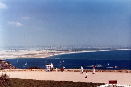 Point Loma at the entrance to San Diego Harbour. The runways of the North Island NAS are visible in the background.