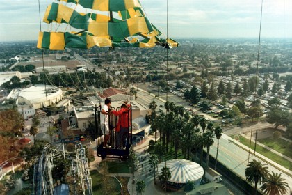 The parachute jump at Knott's Berry Farm, our first visit here.