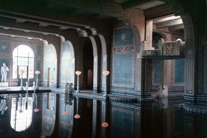 The indoor pool occupies a separate building on the estate.