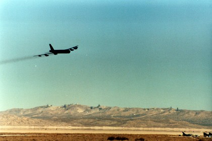 A B52 does a fly past.