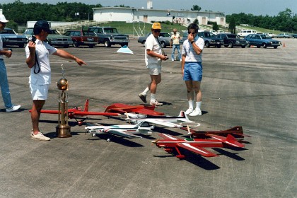 Ted arranges the planes to his liking.