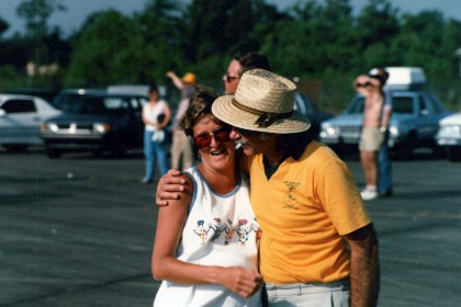 Brian gives Karen Meador quick hug. She is a very lovely lady who we first meet in 1984.