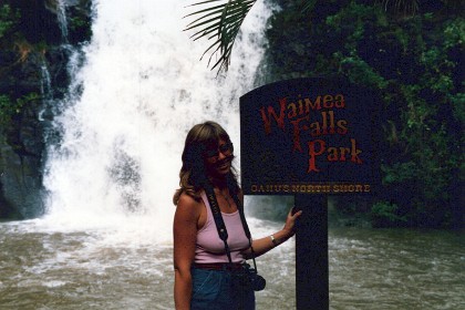 Jenni at the Waimea Falls.