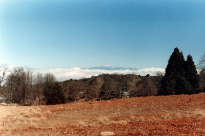 January, 1986 and Dean is with us  &nbsp;  This view is from the observatory at Mount Palomar - clouds fill the valley and snow covers the mountain tops.