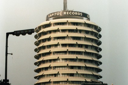 January, 1986  &nbsp; The Capitol Records building at Hollywood and Vine.