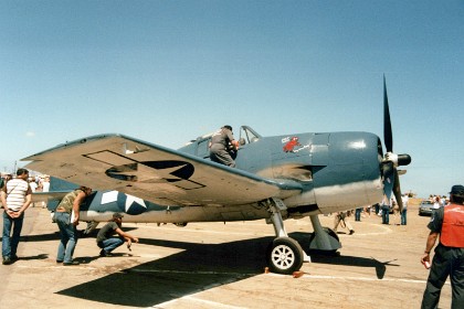 The Grumman F6F Hellcat is an American carrier based fighter aircraft of World War II. Designed to replace the earlier F4F Wildcat and to counter the Japanese Mitsubishi A6M Zero, it was the United States Navy's dominant fighter in the second half of the Pacific War.  Top speed: 611 km/h Wingspan: 13 m Range: 1,520 km Introduced: 1943 Engine type: Pratt & Whitney R-2800 Double Wasp Radial First flight: 26 June 1942 Manufacturer: Grumman