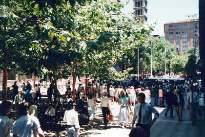 Looking down Martin Plaza towards the GPO.