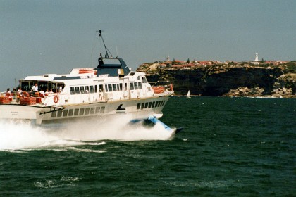 The hydrofoils covered the 10-kilometre journey from Circular Quay to Manly in 15 minutes compared to 35 minutes for conventional ferries.