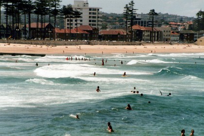 A good surf is running at Manly.  The Norfolk Island Pines are slowly dying because of pollution from car exhausts,