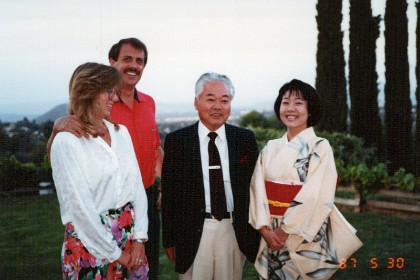 Mr Matsuoka's wife is with him also.  Bob Crawford asks Mr Matsuoka to stand with his wife while he takes their photo.  Mr Matsuoka is very uncomfortable and looks  at me, sitting just out of the picture, and says this is very difficult for him - treating wives as people to be respected.