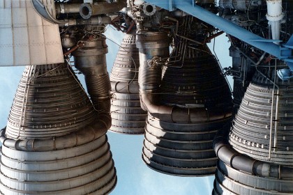 These are the main engines of the Saturn 5 first stage used to boost the Apollo astronauts into earth orbit.