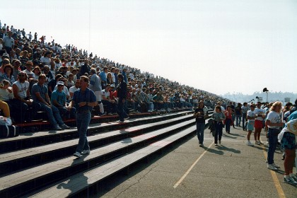 The event is held at Pomona Raceway 32 miles to the east of L.A.  Huge crowds attend.