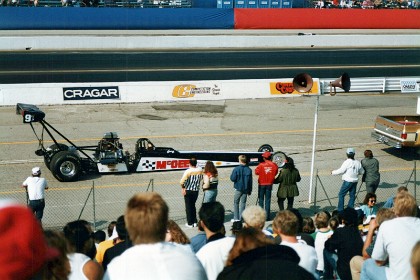 After a race, the cars are towed back.