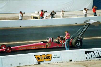 Shirley Muldowney competes in the other top fuel semi-final.