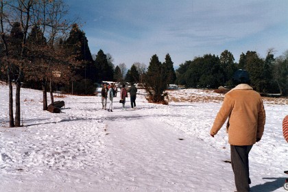 We go to Mount Palomar where it is snowing.