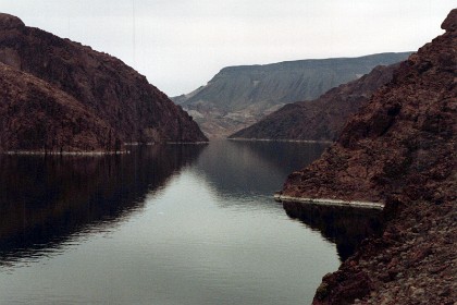 This is Lake Mead created by the Hoover Dam.