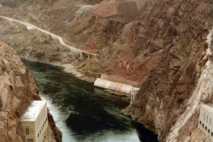 The power station at Hoover Dam. After here, we head for Las Vegas and spend the night there. Jenni and I spend a very pleasant evening with Lee and Grant while Joan and Roger play the slots. For some reason, I do not take any pictures in Las Vegas.   The end of this segment