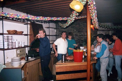 Getting ready for dinner on the last night of skiing