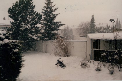 His foster family's back yard on Xmas Day 1986