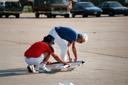 Bob launching Jim's plane