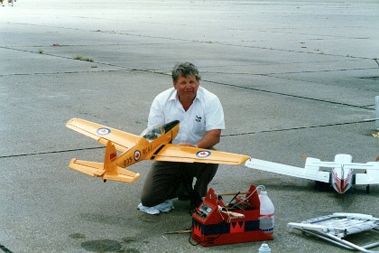 Jack Sheiks with a control line scale chipmunk.