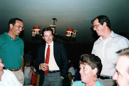 Pampa Banquet Saturday July 18. Don McLave, Randy ?, Paul Walker all from Washington. Shareen Fancher is in the foreground.