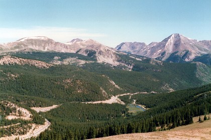 On the NE side of Monarch Mountain. You can just make out the cables for the cable car from the roadway to the top of the mountain.