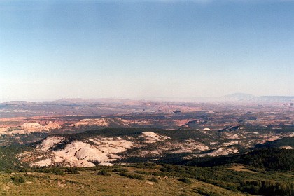 What appears to be a vast wasteland lies between us and  Capitol Reef in the distance.  In reality, it is some of the most beautiful scenery to be found on the planet.