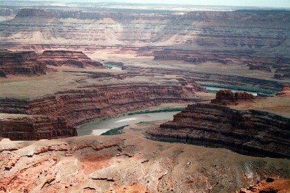 The Colorado is flowing south from here to join the Green River in Canyonlands.