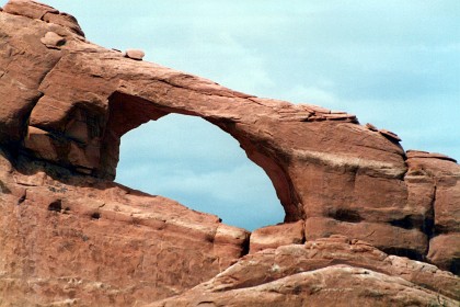 Next, the entire region began to rise, climbing from sea level to thousands of feet in elevation - from zero to 5600 ft.  &nbsp; This is the North  Window Arch.