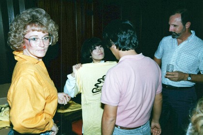 Cietta Johnson selling Golden State T shirts to Kaz and Miyako