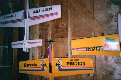 October 1987   &nbsp; My fleet  at Rimpark Way. When I leave America to return to Australia, I leave both yellow planes behind.