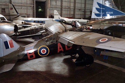 A British Westland Lysander. The Westland Lysander is a British army co-operation and liaison aircraft produced by Westland Aircraft that was used immediately before and during the Second World War.  After becoming obsolete in the army co-operation role, the aircraft's short-field performance enabled clandestine missions using small, improvised airstrips behind enemy lines to place or recover agents, particularly in occupied France with the help of the French Resistance. Royal Air Force army co-operation aircraft were named after mythical or historical military leaders; in this case the Spartan admiral Lysander was chosen.