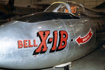 Bell X-1B. The X-1B was one of a series of rocket powered experimental airplanes designed to investigate supersonic flight problems. The X-1B’s flight research primarily related to aerodynamic heating and the use of small “reaction” rockets for directional control. TECHNICAL NOTES: Engine: Reaction Motors XLR-11-RM-6 four-chamber rocket engine of 6,000 lbs. thrust Maximum speed: 1,650 mph Maximum altitude: 90,000 feet Landing speed: 170 mph Weight: 16,590 lbs. loaded