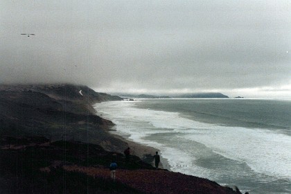 Looking south. A hang-glider is in the top left.