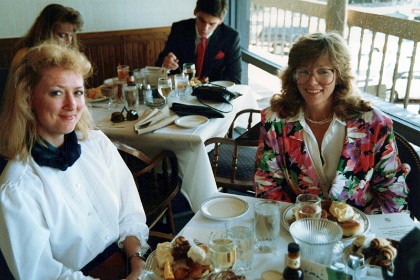 April 24, 1988    Jenni at Sigma Iota Epsilon initiation banquet. Vicki is a fellow initiate.