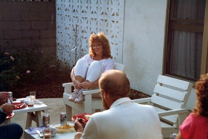 Jul 4 weekend 1988  My time in America is coming to and end and we have a few celebrations. This is a barbecue at Kaz' house in LA with the LA Stunt mob attending.