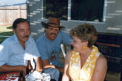 Saturday August 20, 1988  The final round of goodbyes. We go to Bruce and Sandy Walter's house for a barbecue. Jim Rosenau and his wife.