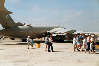 Handley Page Victor K.2 In-flight refuelling tanker converted from a strategic bomber (I.E. drops atomic bombs). This plane XL231 has a fascinating history. It spent 1982 assisting the Falkland War effort and then went on to become part of the regular Airbridge flights to the island in support of the Task Force and later British forces on the Falklands, only finishing these duties in July 1985 when she moved to 55 Squadron.