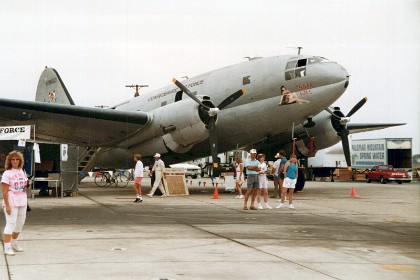 The Curtiss C-46 Commando is a twin-engine transport aircraft used as a military transport during World War II by the United States Army Air Forces and also the U.S. Navy/Marine Corps. The C-46 served in a similar role to its Douglas built counterpart, the C-47 Skytrain, but it was not as extensively produced as the latter.