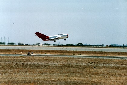 A privately owned MiG 15. It's owned by the "Combat Jets Flying Museum."