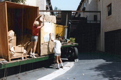 The removalists pick up all the stuff we accumulate over three years.