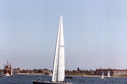 The America's Cup practice is on, this time in San Diego. America V New Zealand; this is the USA entry, The Stars and Stripes.